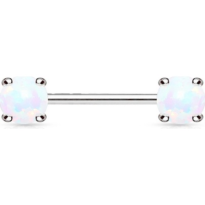 Šperky4U piercing do bradavky bílé opály BR01023-WH