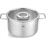 Fissler Висока касерола PURE 20 cm, със стъклен капак за тенджера, сребърен, неръждаема стомана, Fissler (FS86115200000)