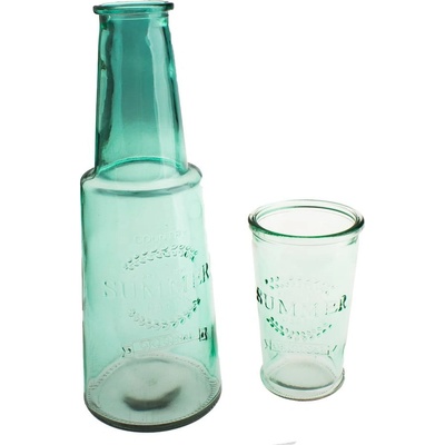 Dakls Zelená skleněná karafa se sklenicí 800 ml