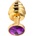 Sensual Метално дилдо Butt Plug с оребрение "GOLD HONEY PURPLE" 7 см. Размер - S