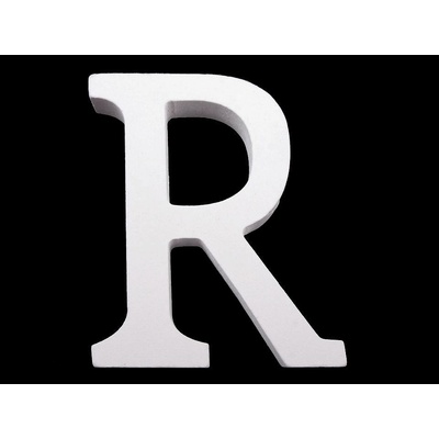 Prima-obchod dřevěná dekorace písmena abecedy 17 R bílá sněžná