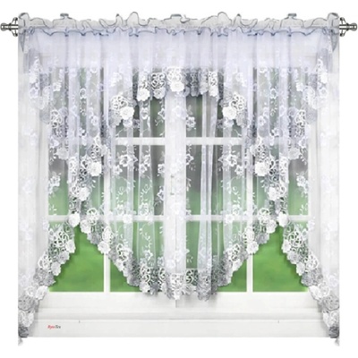 BytoTex Luxusní vyšívaná záclona LG78WB s šedo-bílou krajkou 400x160 cm