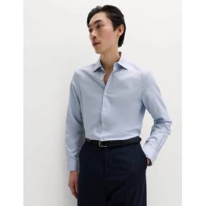 Marks & Spencer Риза с нормален прибор от чист памук с текстура Marks & Spencer синя Marks & Spencer | Sin | МЪЖЕ | S