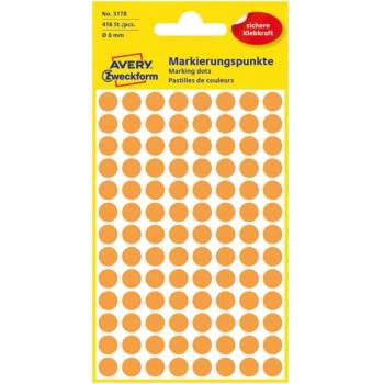 AVERY Етикет avery 3178 самозалепващ се маркер неоново жълт 8 мм 416 маркера/опаковка (3178)