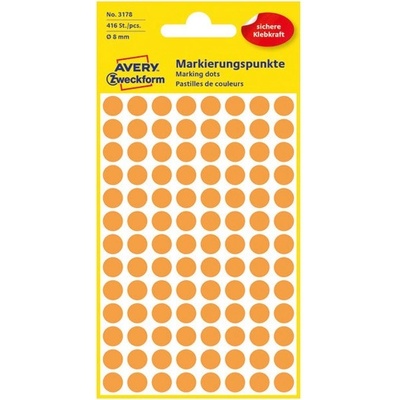 AVERY Етикет avery 3178 самозалепващ се маркер неоново жълт 8 мм 416 маркера/опаковка (3178)