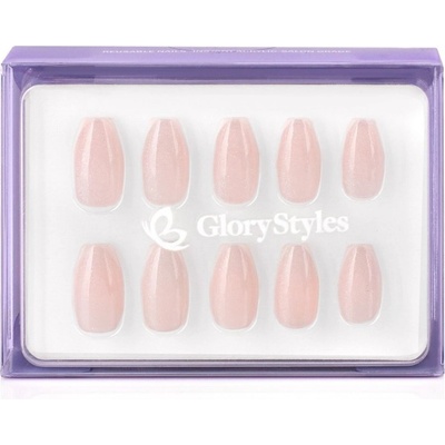 GloryStyles Nalepovací nehty růžový třpyt 02 24 ks – Zboží Dáma