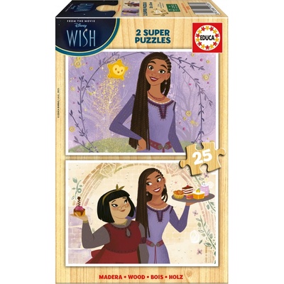 Educa Дървен пъзел 2 в 1 Educa - Wish, 2 х 25 части (EDU19738)