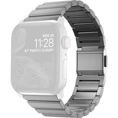 Nomad Титаниева каишка за Apple Watch 42мм, 44мм, 45мм, 46мм, Ultra, Ultra 2, Ultra 3 49мм - Nomad Strap Titanium Band V2 (сребрист) (NM1A4HSXT0)