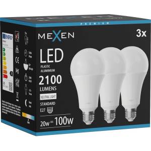 Mexen Nova 3x LED крушка E27, A70, 20W, Неутрална - 4000K, 2100 lm - L100-E27-2040-01x03 (L100-E27-2040-01x03)