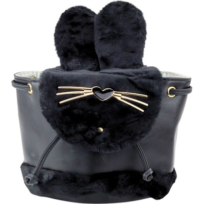 mamido Detský batoh s plyšovými ušami 22cm 4L čierny