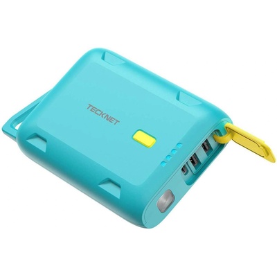 TeckNet EBT01153LA01 Rainproof Power Bank 10050mAh - външна батерия с USB-C и USB-A изходи и фенерче за смартфони и таблети (син)