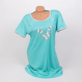 Image 1 of Нощница за кърмачки в ментов цвят с пеперуди и сив кант