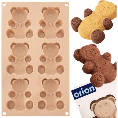 Orion Silikonová forma na muffiny a cukroví hnědá medvídci 30x17,5x2 cm