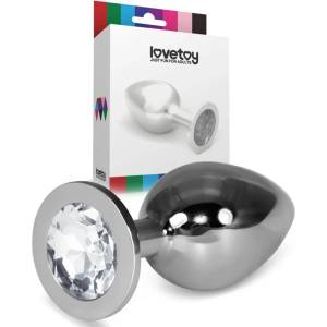  Метален плъг с кристали, размер L, 10, 2см. - Rosebud Classic Clear (LVTOY00625)