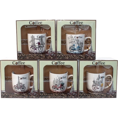 Cofee Bike Keramický pohár s lyžičkou v darčekovom balení 220 ml