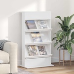 vidaXL Етажерка за списания Бяло 70 x 41 x 126 см Инженерна дървесина (899527)