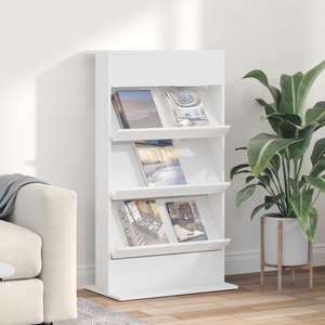 vidaXL Етажерка за списания Бяло 70 x 41 x 126 см Инженерна дървесина (899527)