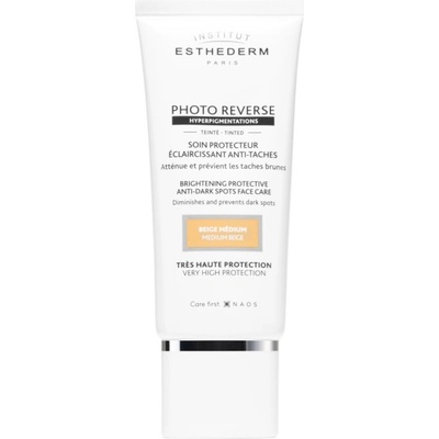 Institut Esthederm Photo Reverse Protective Anti-Dark Spots Tinted Face Care защитен тониращ крем против пигментни петна с висока UV защита цвят Medium Beige 50ml