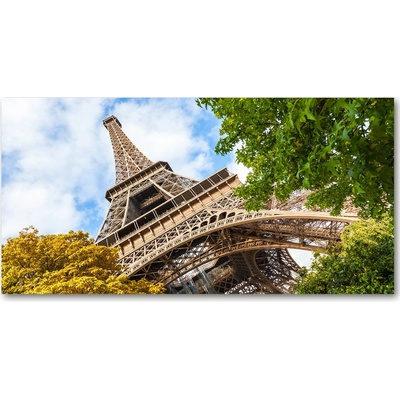 Fotoobraz sklenený na stenu do obývačky Eiffelova veža Paríž 100x50 cm