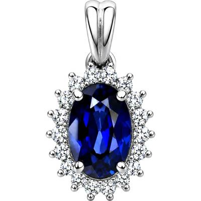 Zlaton Přívěsek bílé zlato ovál s modrým safírem 0.670ct a diamanty 0.090ct N08042602522
