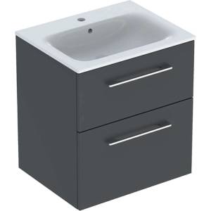 Geberit Selnova Square - Шкафче за умивалник 64x59x48 см, с умивалник, 2 чекмеджета, матово лавово покритие 501.237. 00.1 (501.237.00.1)