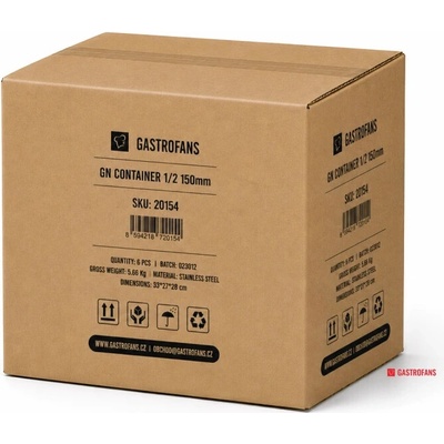 Gastrofans 6x gastronádoba 1/2 GN 150 mm, nerezová, plná