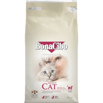 BonaCibo cat adult chicken & anchovy - суха храна за пораснали котки от всички породи, над 1 година - с пиле, аншоа и ориз, Турция - 5 кг