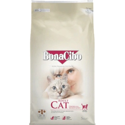 BonaCibo cat adult chicken & anchovy - суха храна за пораснали котки от всички породи, над 1 година - с пиле, аншоа и ориз, Турция - 5 кг