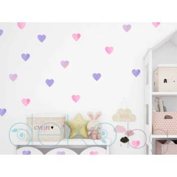 Image 1 of Watercolor сърца в лилаво и розово - комплект (1598)