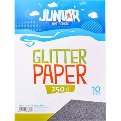 JUNIOR-ST Dekorační papír A4 10 ks černý glitter 250 g