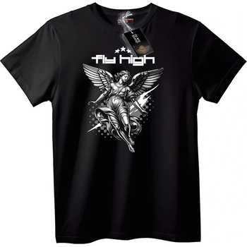 NOONEBRAND Тениска Лети Високо Ангел - 2XL, Black