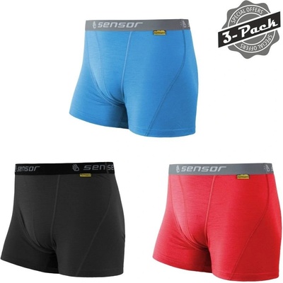 Sensor MERINO ACTIVE 3-Pack pánské trenky černá/červená/modrá – Sleviste.cz
