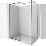 Mexen Kioto стена за душ тип Walk-in 160 x 90 см, черна рамка, розово злато - 800-160-202-60-70-090 (800-160-202-60-70-090)