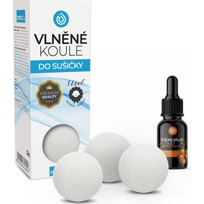 Nanolab Prírodné vlnené gule do sušičky 3 ks + esenciálny olej Esenciální olej: Levandule 10 ml