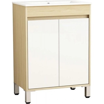 Inter Ceramic Долен шкаф за баня ICP 6081-085, Inter Ceramic, PVC, меламин + бял гланц, с умивалник, 60x38.5x81см (6081-085)