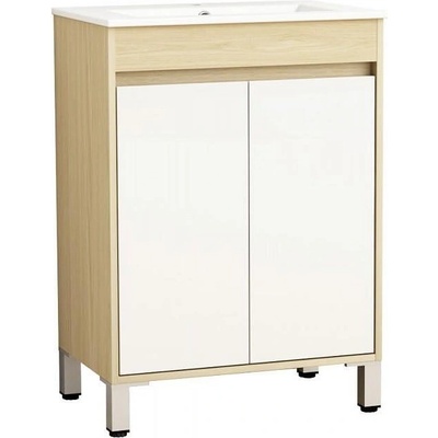 Inter Ceramic Долен шкаф за баня ICP 6081-085, Inter Ceramic, PVC, меламин + бял гланц, с умивалник, 60x38.5x81см (6081-085)