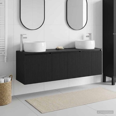 vidaXL Комплект шкафове за баня 3 бр. Черно 49, 5 x 44, 5 x 66 см (3405708)