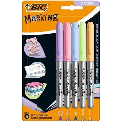 BIC ПЕРМ. МАРКЕР 5 ЦВЯТА ПАСТЕЛ intensity ЗА РАЗЛ. ПОВЪРХНОСТ bic (bic 999132)