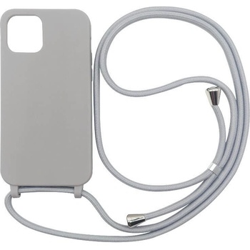 Pouzdro SES Gumové ochranné se šňůrkou na krk Apple iPhone 13 - šedé