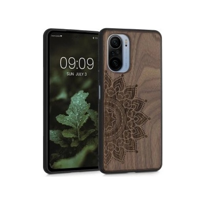Pouzdro Kwmobile Dřevěné Xiaomi Mi 11i / Poco F3 tmavě hnědé