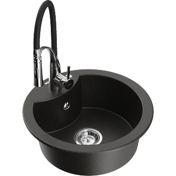 Mexen Diego гранитна кухненска мивка с 1 корито и кухненски смесител Aster, (6512-75-73450-70)