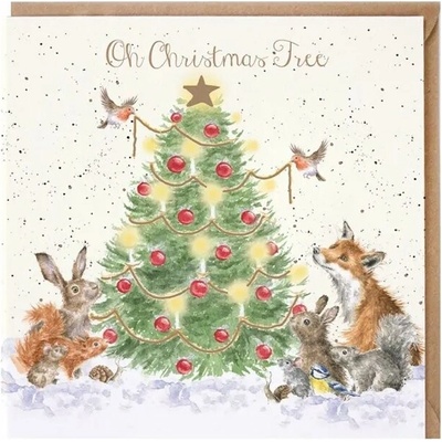 Přání Wrendale Designs "Oh Christmas Tree", 15x15 cm - Vánoční stromek