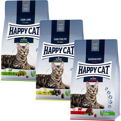 Happy Cat Culinary Adult hovězí drůbeží & jehněčí 3 x 1,3 kg