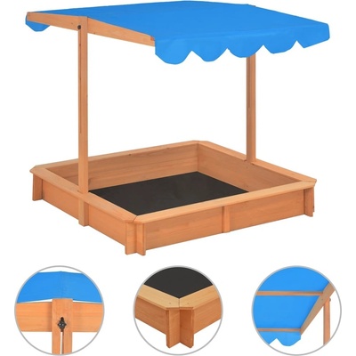 vidaXL Pískoviště s nastavitelnou stříškou jedlové dřevo 115x115x115cm