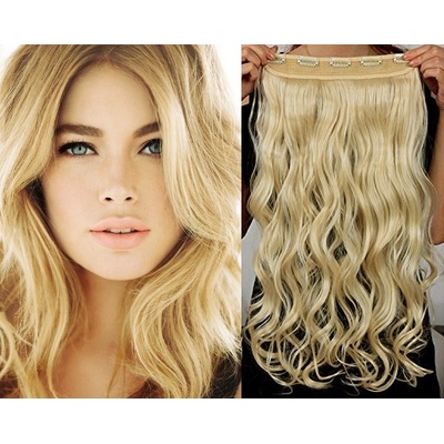 Clip in pás japonský kanekalon 63cm vlnitý najsvetlejšia blond