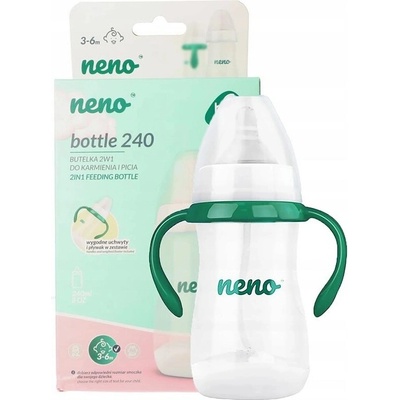 Neno Bottle antikoliková lahvička s úchyty bílá/zelená 240 ml