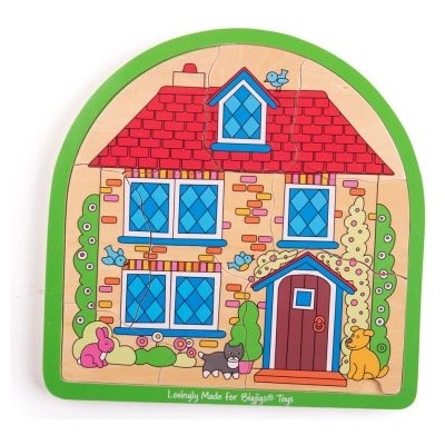 Bigjigs Toys -Дървен пъзел на три нива Дом (BJ588)