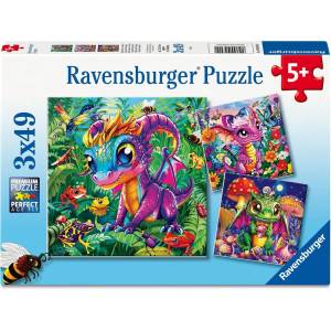 Ravensburger Пъзел Ravensburger от 3 x 49 части - Малки градински дракончета (12004301) - ozone