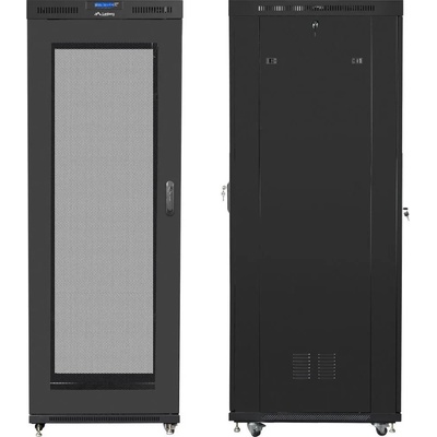 Lanberg Комуникационен шкаф Lanberg 19 27U (800x1200), Свободно стоящ, LCD панел, Черен | FF01-8227-23BL (FF01-8227-23BL)