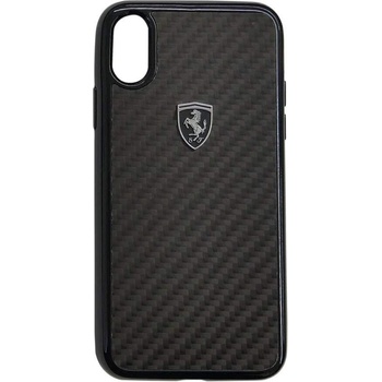 Ferrari Heritage Real Carbon Hard Case - дизайнерски карбонов кейс за iPhone XS, iPhone X (черен)
